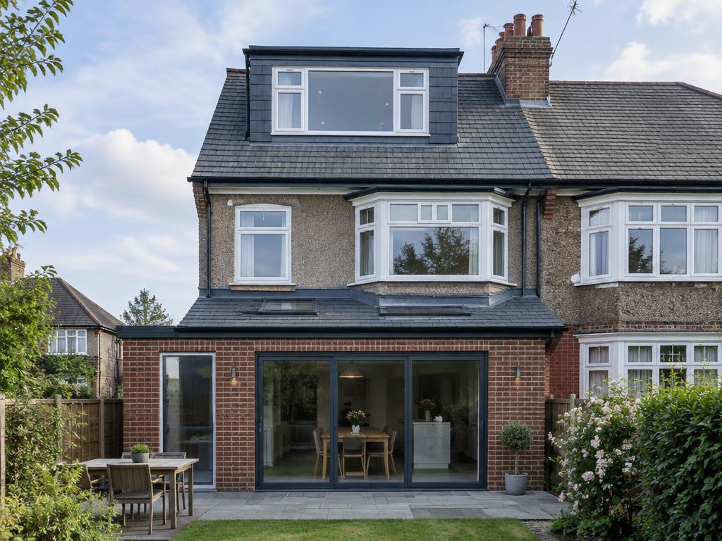 Dormer loft conversion and rear extension to a 1930s semi